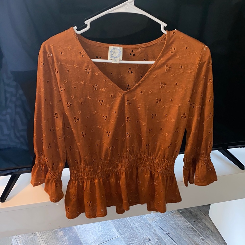 Brown Blouse flower patterned